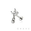 MULTI CZ MARQUISE WITH ROUND DANGLE CZ THREADLESS (PUSH IN) 316L SURGICAL STEEL LABRET SET